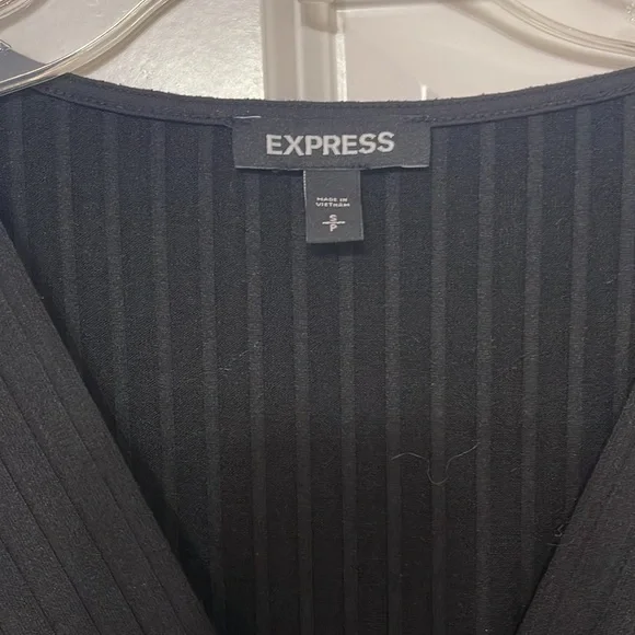 EXPRESS Ribbed Wrap Front Long Sleeve Maxi Dress - Picture 3 of 6